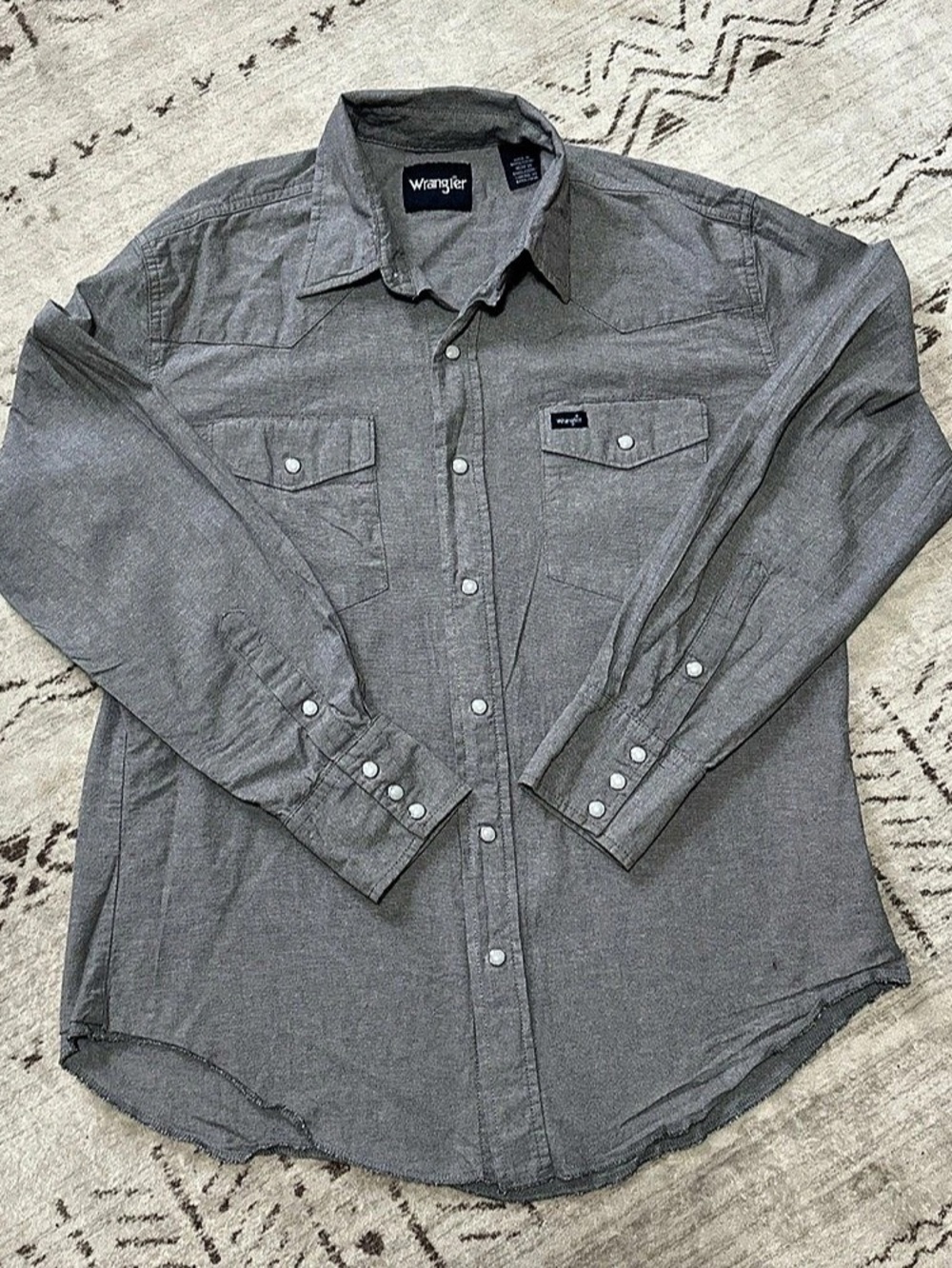 Wrangler Men's Gray Pearl Snap Western Shirt Size Large